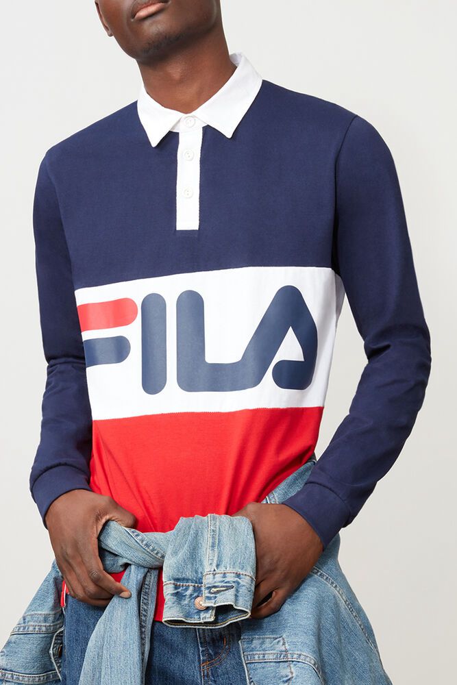 Fila Polo Herre Marineblå/Rød/Hvite Harley Rugby 049617-HJU